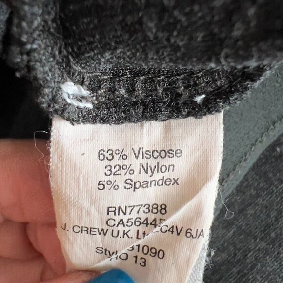 J Crew Women's Stretch Pants/Leggings In Stretch Ponte Charcoal Gray Size 4R - Picture 6 of 8